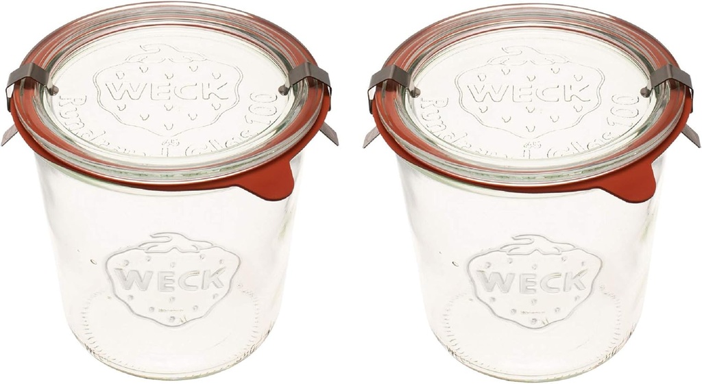 WECK Canning Jars 742 Mold Jars made of Transparent Glass - Eco-Friendly Canning Jar - Storage for Food, Yogurt with Air Tight Seal and Lid - 1/2 Liter Tall Jar Set - (2 Jars)