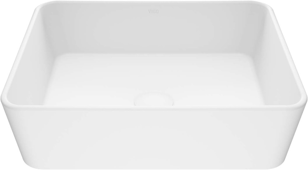 VIGO Marigold 18"L x 14"W x 5"H Over the Counter Matte Stone Rectangular Vessel Bathroom Sink in White -VG04003