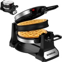 Waffle Maker, Double Belgian Waffle Maker 180°Flip, 1400W Waffle Iron 8 Slices, Rotating & Nonstick Plates with Removable Drip Tray for Easy Clean, Stainless Steel, Locking Buckle & Cool Touch Handle