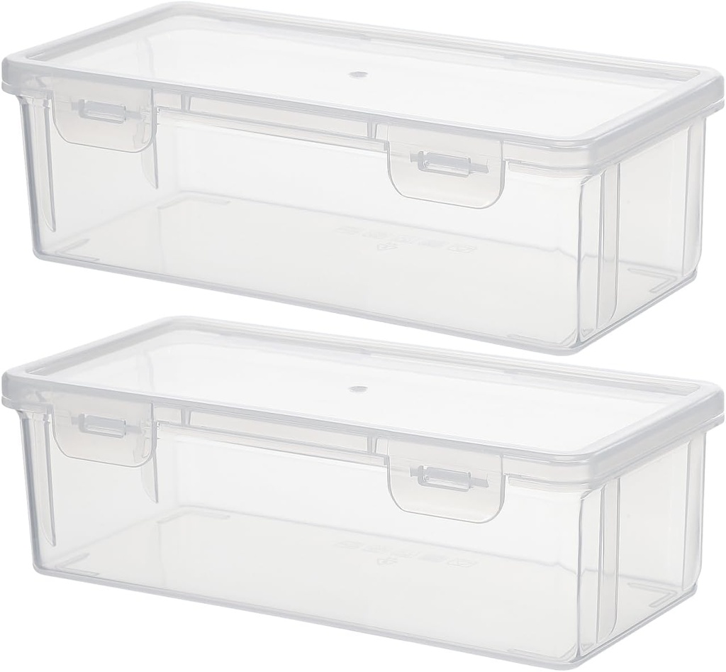 Cabilock Transparent Bread Box Set of 2, Plastic Small Bread Container, Airtight Kitchen Countertop Organizer for Toast and Cereal, 7.48 X 3.74 X 2.36 Inch