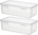 Cabilock Transparent Bread Box Set of 2, Plastic Small Bread Container, Airtight Kitchen Countertop Organizer for Toast and Cereal, 7.48 X 3.74 X 2.36 Inch