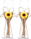 Sunflower Goblets Set of 2 Handcrafted Glass Wine Glasses Hemp Rope for Weddings Parties and Celebrations Elegant Tableware for Special Occasions