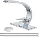 Wovier Chrome Bathroom Sink Faucet,Unique Design Single Handle Single Hole Brass Lavatory Vanity Faucet,Basin Mixer Tap with Supply Hose and Pop Up Drain Assembly