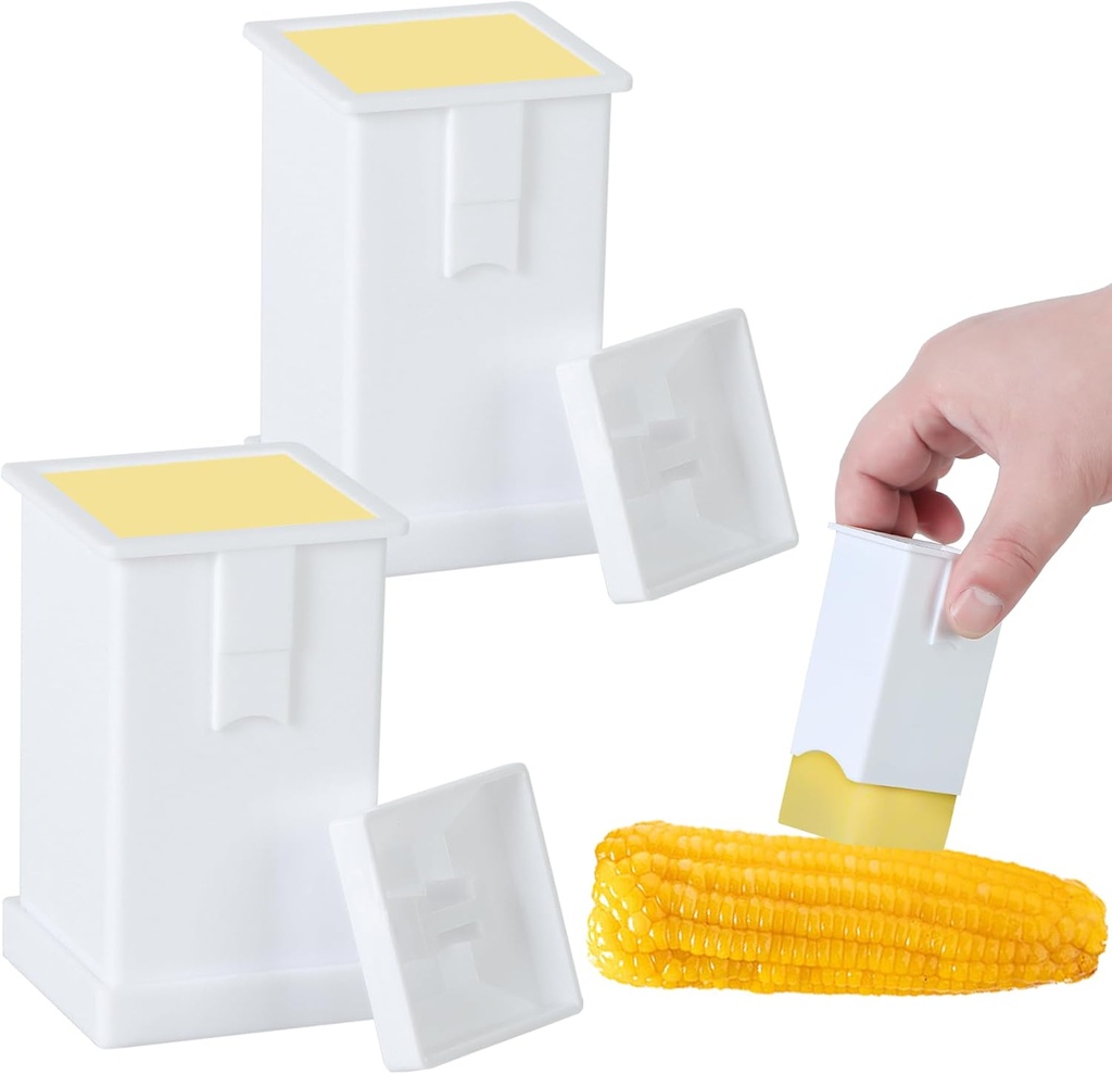 2 Pack Butter Spreader Corn Cob Holder, Plastic Butter Dispenser with Covers on Pancakes, Waffles, Bagels and Toasts