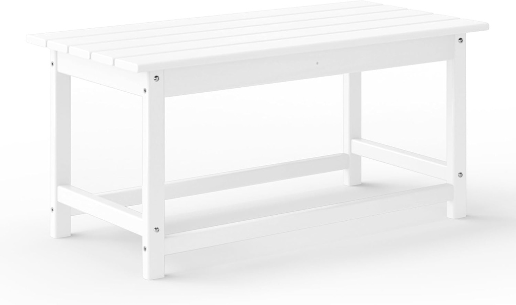 WestinTrends Malibu Outdoor Coffee Table, 35" x 17.5" All Weather Poly Lumber Patio Adirondack Coffee Table for Garden Lawn Porch Balcony, White