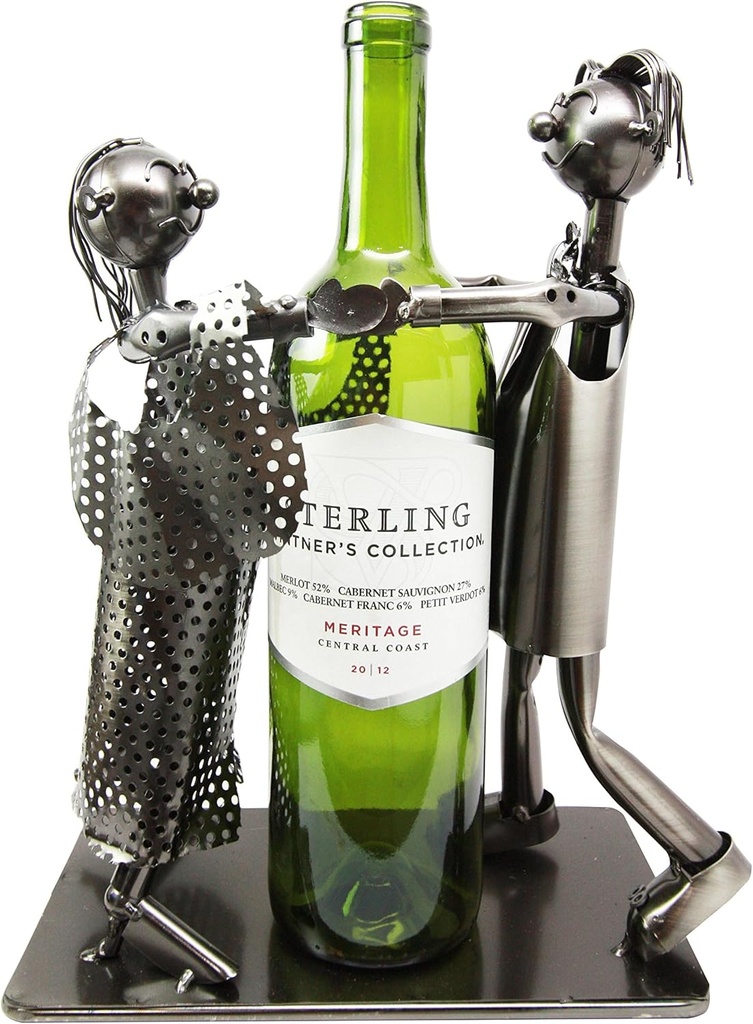 Tango Dancing Lover Couple Hand Made Metal Wine Bottle Holder Caddy Decor