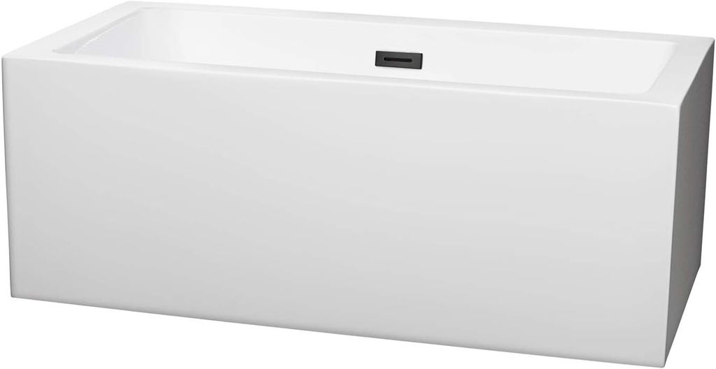 Melody 60 Inch Freestanding Bathtub in White with Matte Black Drain and Overflow Trim