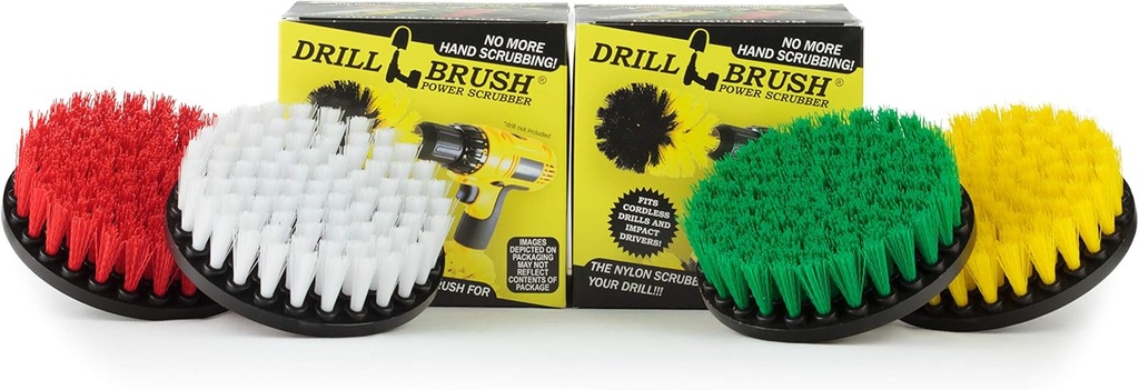 Drill Brush - Cleaning Supplies - Power Scrubber Brush Variety Sampler Kit - Grout Cleaner - Spin Brush - Tile Cleaner - Boat Brush - Bathtub Cleaner - Window Cleaner - Mineral Deposits, Soap Scum