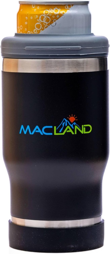 Macland Beer Can Cooler Insulated Slim Coozie, 12 oz Universal Can Cooler with Bottle Opener, Slim Coozie Beer Holder Gifts for Men and Women (Black)