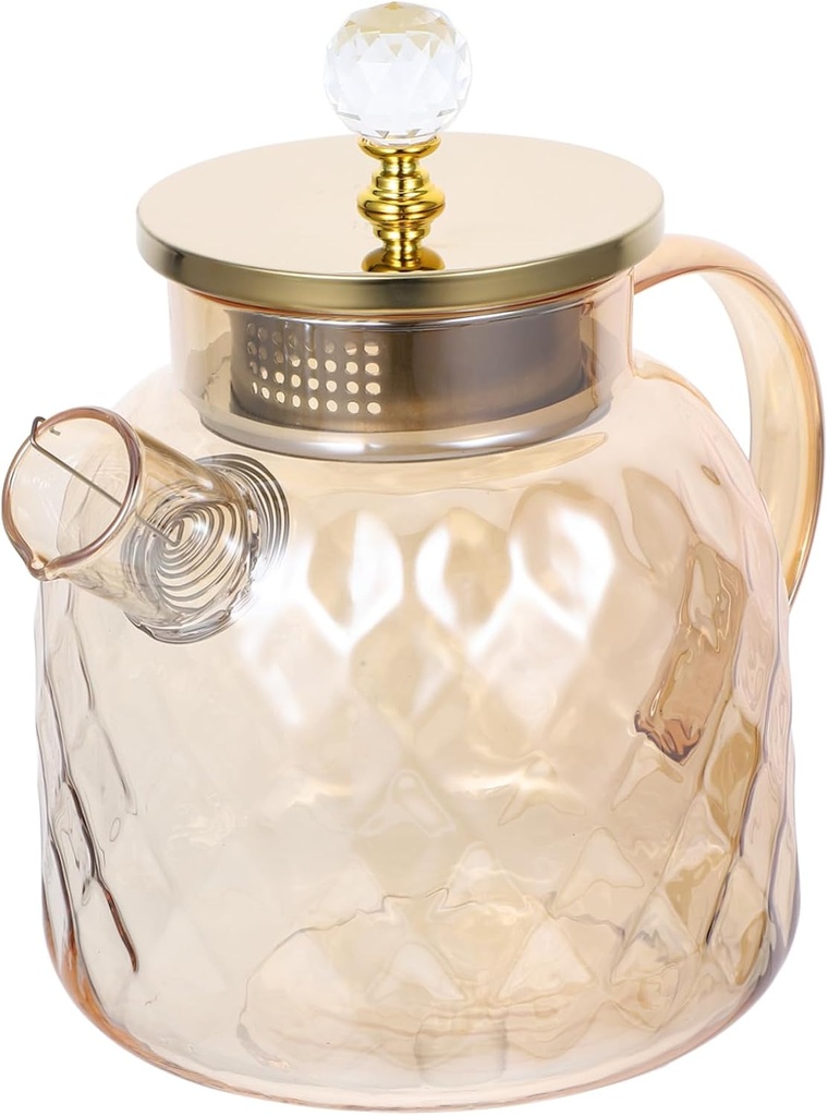 Amber Borosilicate Glass Pitcher with Lid Large Capacity Iced Tea and Juice Jug for Household Use Sturdy Water Carafe for Cold Drinks and Everyday Refreshments
