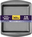 Wilton Platinum Non-Stick 9 x 9 Inch Square Brownie Cake Pan, Stainless Steel Bakeware, Made without PFAS, Packaging May Vary