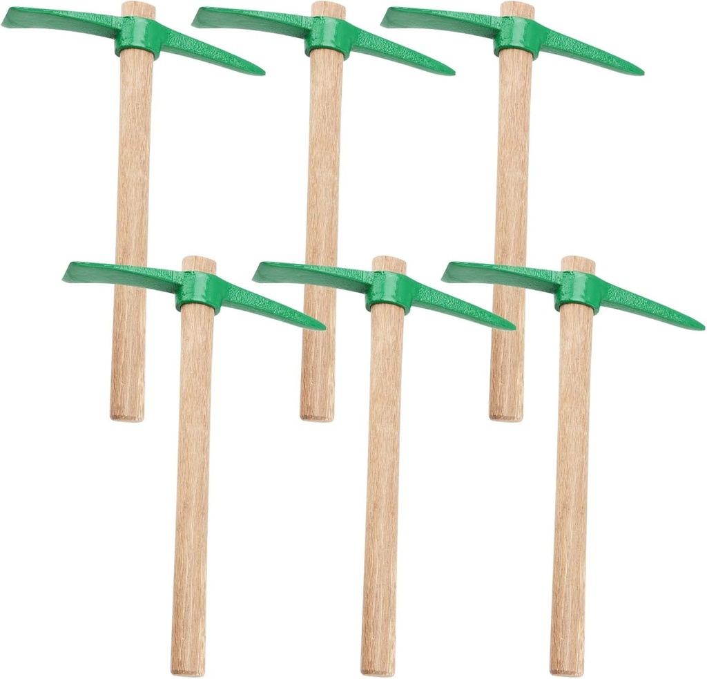 6 Pack 15 Inch Pick Axe, Forged Mattock Tool with Wood Handle Garden Mattock for Weeding, Planting, Exploring and Gardening