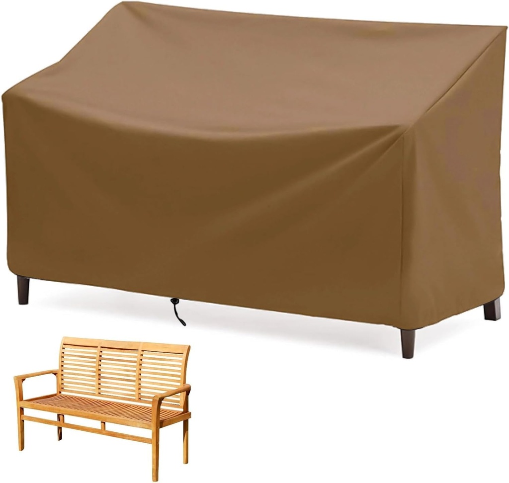 Outdoor Bench Cover, 2-Seater Patio Bench Furniture Covers with Air Vents, All Weather Resistant Bench Cover for Patio Furniture, 53L x 26W x 35H Inches