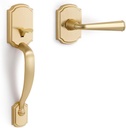 1 Pack Gold Front Door Handle Reversible Lever Entry No Lock Handleset Single Cylinder Entry Way Door Handle