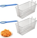 2Pcs Deep Fry Basket - 13.2"x 6.5"x 5.9" Stainless Steel Fry Baskets with Handle for Commercial Restaurant Kitchen for Deep Fryer