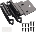DecoBasics 3/8" Inset Cabinet Hinges Black (30 Pair -60 Pcs) Offset Self Closing Matte Black Cabinet Hinges for Kitchen Cabinets w/Bumpers & Upgraded Screw