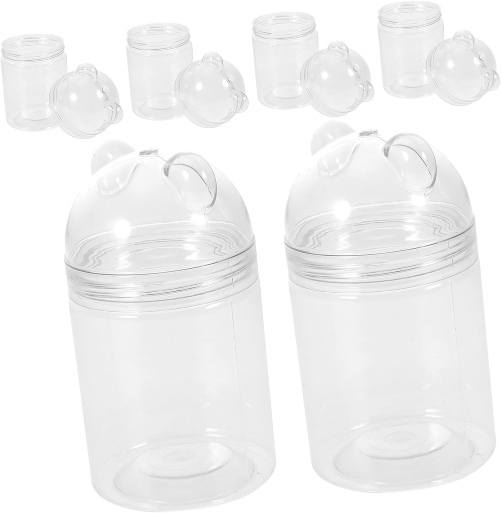 6pcs Bear Shaped Transparent Candy Jars Storage Containers for Parties Weddings and Daily Use for Organizing Dry Fruits Cookies and Sweets