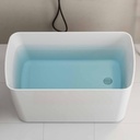 49" Rectangular Freestanding Soaking Bathtub with Chrome Overflow and Drain, Acrylic Stand Alone Tub with Seat, Japanese Soaking Tub for Bathroom, R-Corner Design, Ergonomic (White, 49")