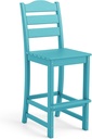 Tangkula Patio HDPE Barstool, Outdoor High Top Bar Chair w/Backrest & Footrest, All-Weather Wood-Plastic Bar Height Chair for Poolside, Backyard, Porch (1, Turquoise)