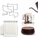 Hanging Ear Drip Coffee Bag Holder with 50-100Pcs Portable Coffee Filter Paper Bag, Coffee Drip Bag Chair Stand, Portable Coffee Filter Paper Bag, for Easy Pour Over (Stand + 50 Bags)