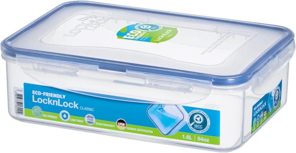 LOCK & LOCK Easy Essentials Food Storage lids/Airtight containers, BPA Free, 54 Ounce, Clear