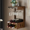 Wine Glass Rack Wall Mounted Wine Holder Wall Mounted Wine Bottle Racks Rustic Wine Display Storage Rack with 6-Bottle Liquor Dispenser for Kitchen Pantry Bar Wine Cellar