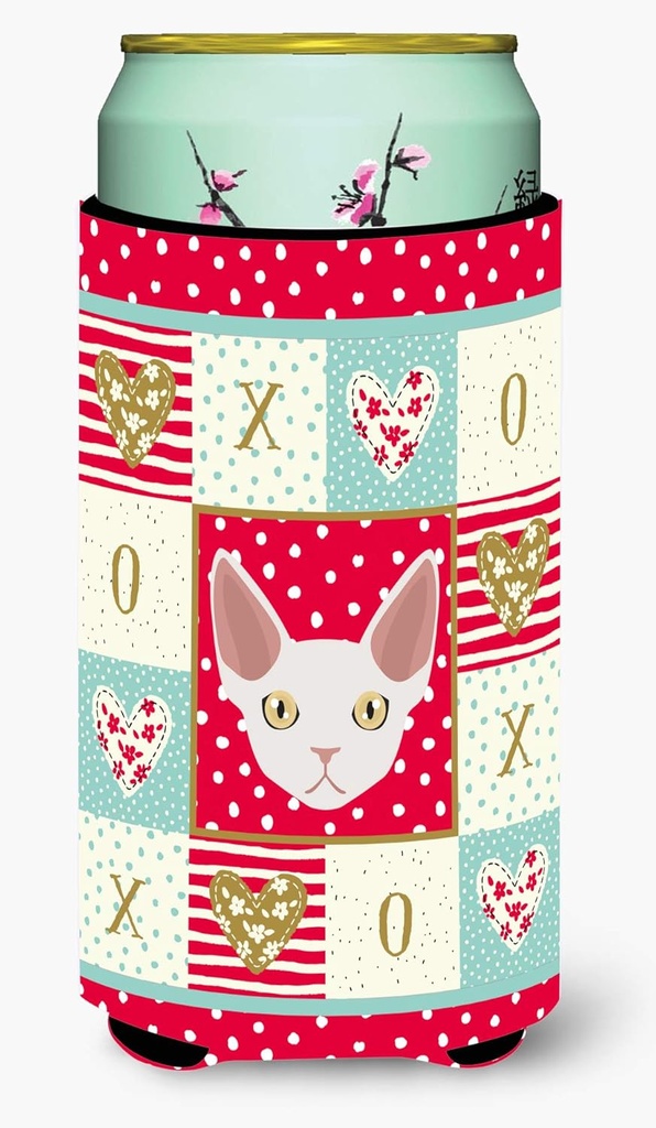 Caroline's Treasures CK5110TBC Devon Rex Cat Love Tall Boy Hugger, Red Can Cooler Sleeve Hugger Machine Washable Drink Sleeve Hugger Collapsible Insulator Beverage Insulated Holder