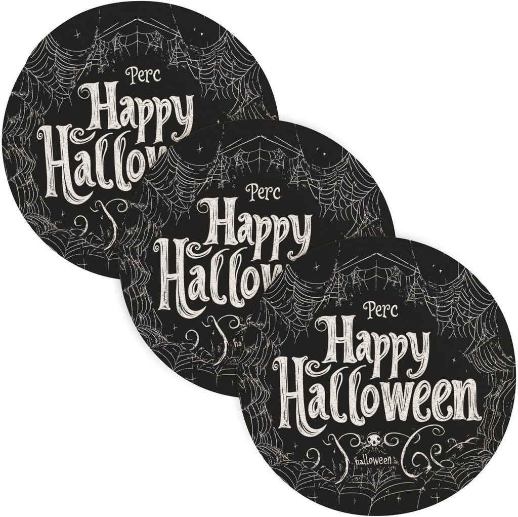 Happy Halloween 3 Pcs Absorb Water Trivet Table Runner for Crock Pot 15in Heat Resistant Mat Kitchen Gadgets Halloween Decorations