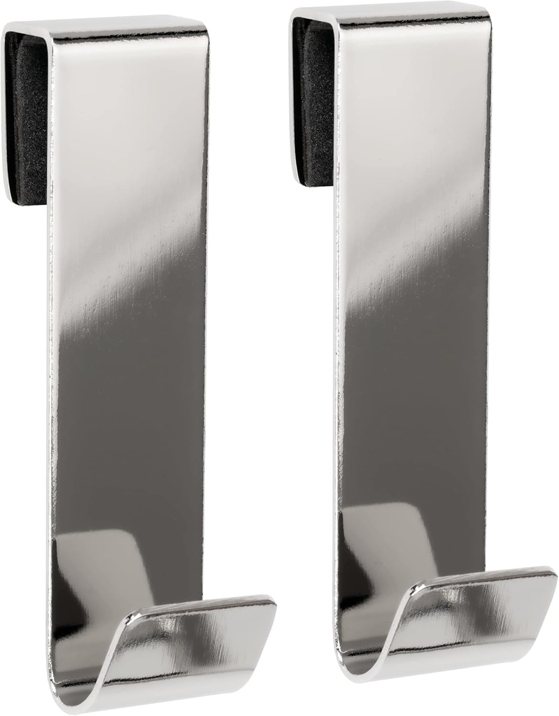 Chrome Shower Door Hooks, 2 Pack, Towel Hook for Frameless Glass Door 3/8"(10mm) - 3" Hook