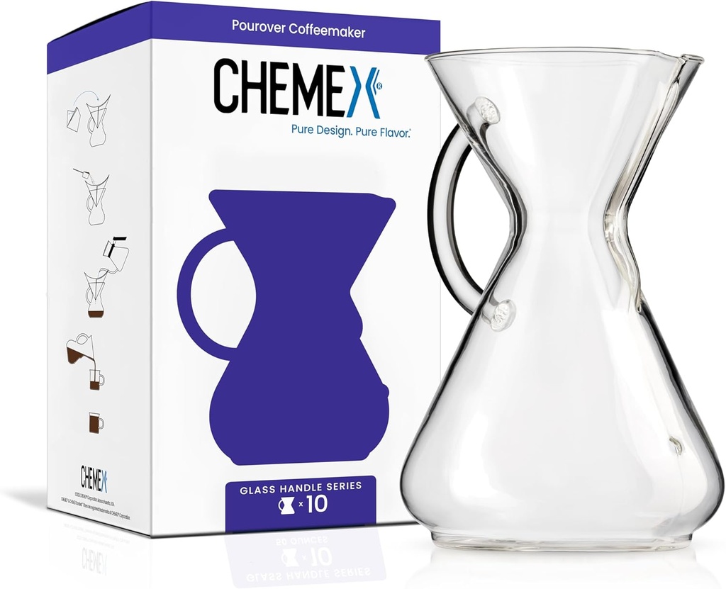 Chemex Pour-Over Glass Coffeemaker - Glass Handle Series - 10-Cup - Exclusive Packaging