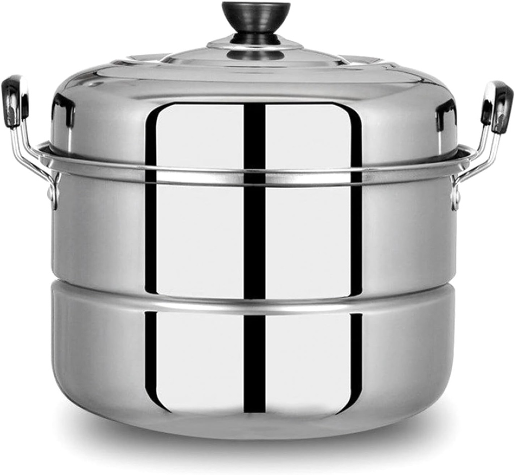 Stainless Steel Steamer Pot Large Capacity 2 Tier Double Layer Food Steamer Gas Stove Soup Pot Stainless Steel Steamer Pot 2 Tier Food Steamer Gas Stove Stainless Steel Soup Pot