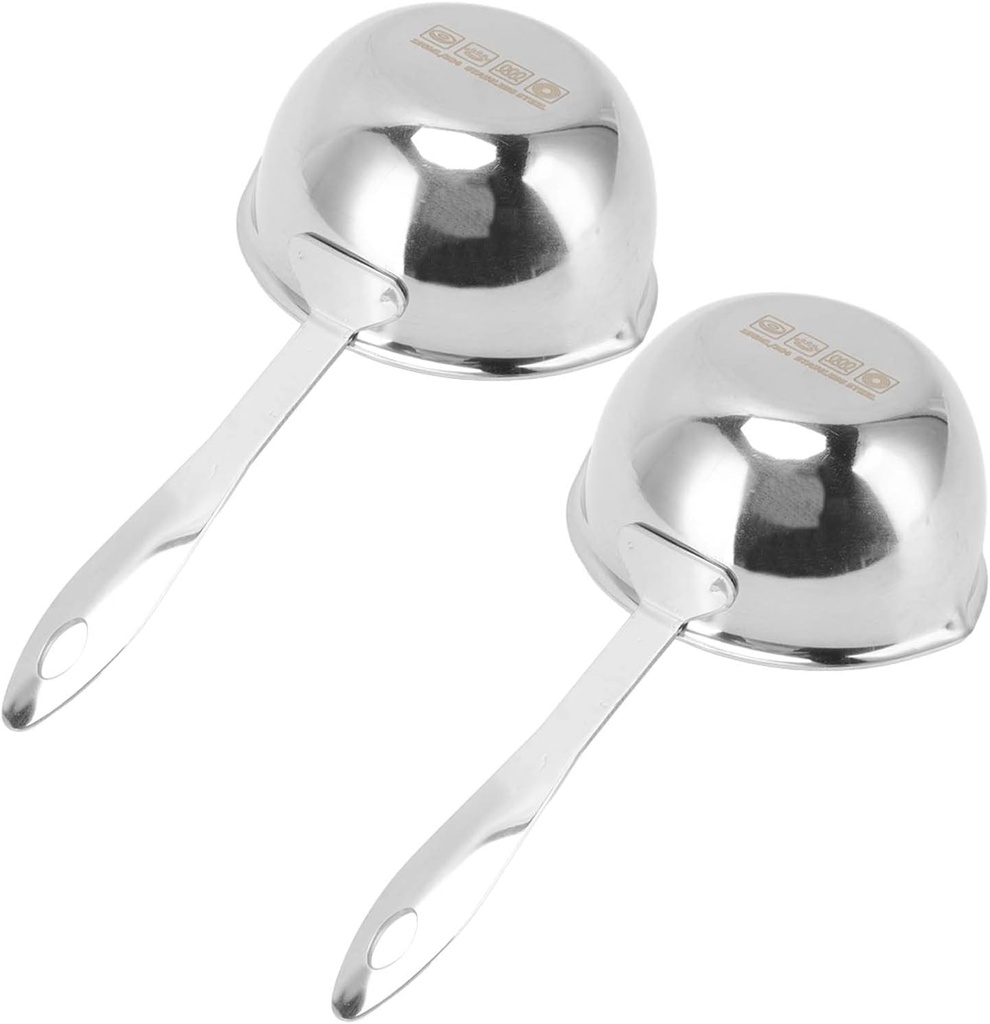 150/300ml Milk Butter Warmer Pot, Stainless Steel Milk Warmer Turkish Coffee Pot Butter Warmer Melting Pot with Dual Pour Spouts for Melting Butter, Chocolate, Heating Milk(150ML)