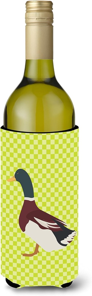 Caroline's Treasures BB7682LITERK Rouen Duck Green Wine Bottle Hugger Bottle Cooler Sleeve Hugger Machine Washable Collapsible Insulator Beverage Insulated Holder