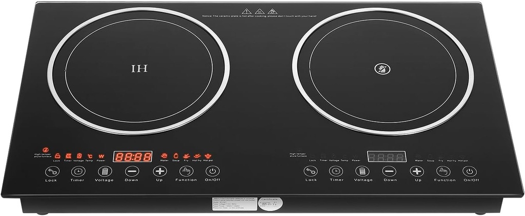 Portable Induction Cooktop Countertop, Electric Stove 2 Burner Hot Plate Built-in Double Burner Cooktop, Electric Hot Plates Cooktops for all Pans