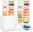 20 Pack Reusable Snack Containers with Lids - 2 Compartment Snack Containers for Kids & Adults, Portable Leakproof BPA-Free Snack Pack Containers
