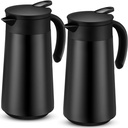 2 Pcs 27oz Thermal Coffee Carafe Stainless Steel Coffee Pot for Keeping Hot/cold Insulated Double Walled Vacuum Tea Pot with Press Button Drink Beverage Dispenser for Milk Tea(Black)