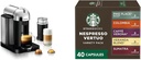 Nespresso Vertuo Coffee and Espresso Maker by Breville, Chrome with Aeroccino Milk Frother + Starbucks Capsules, Vertuo Line