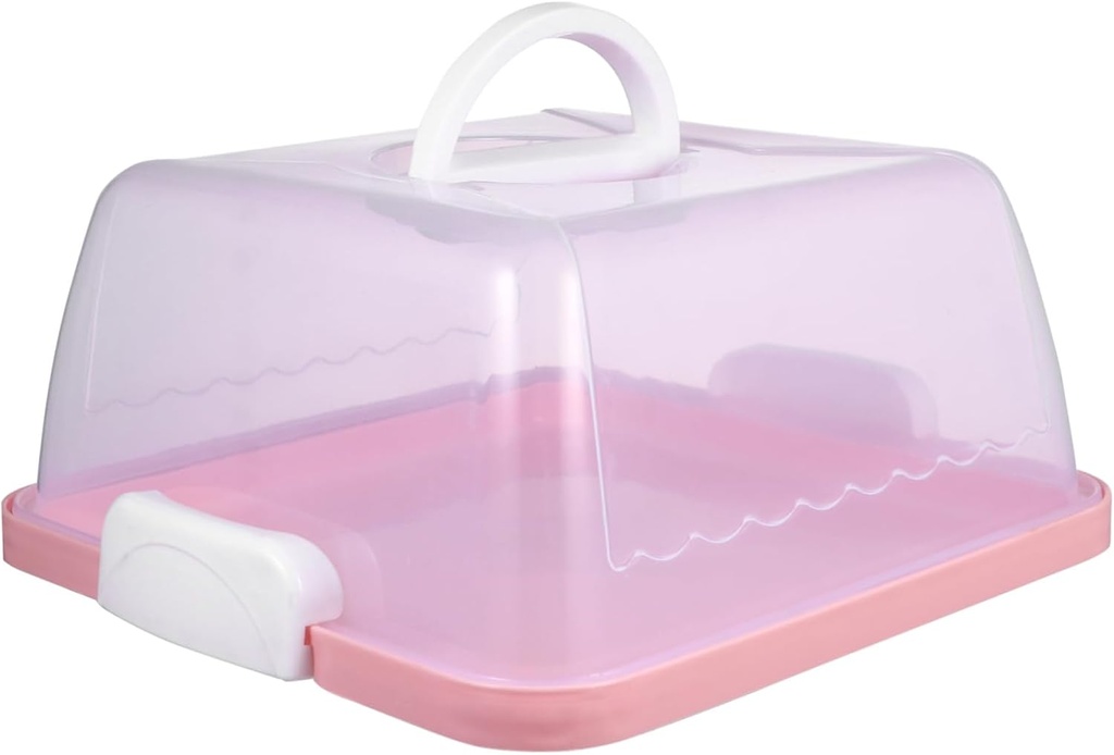Healifty Portable Square Cake Storage Box with Handle Transparent Thickened Plastic Cake Carrier Food Preservation Container with Lid Reusable