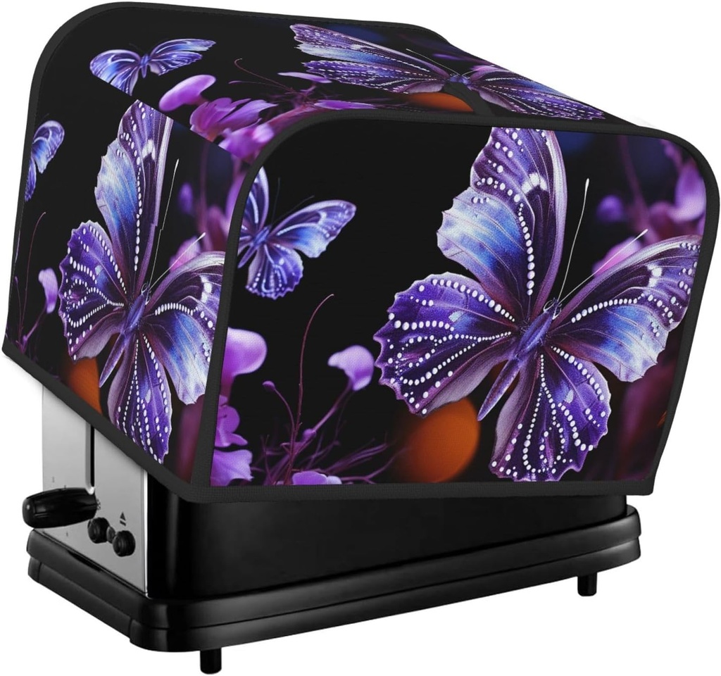 4 Slice Toaster Cover with Pocket Universal Size Toasters Dusts Covers Beautiful purple butterfly Bread Machine Cover & Protection Bread Machine Protector Small Kitchen Appliance Covers