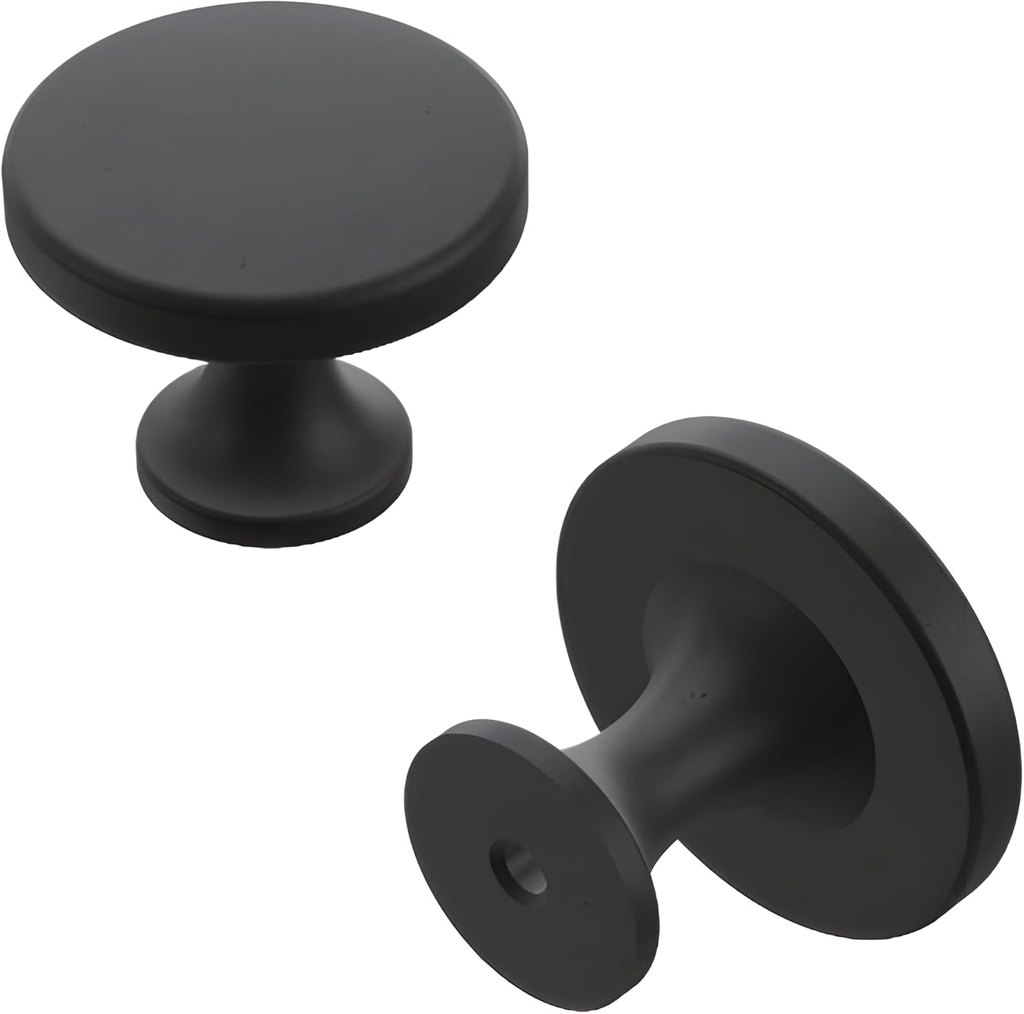 Hickory Hardware 10 Pack Solid Core Kitchen Cabinet Knobs, Luxury Cabinet and Dresser Knobs, Handle Pulls for Doors & Drawers, 1-3/8 Inch, Black Iron, Forge Collection
