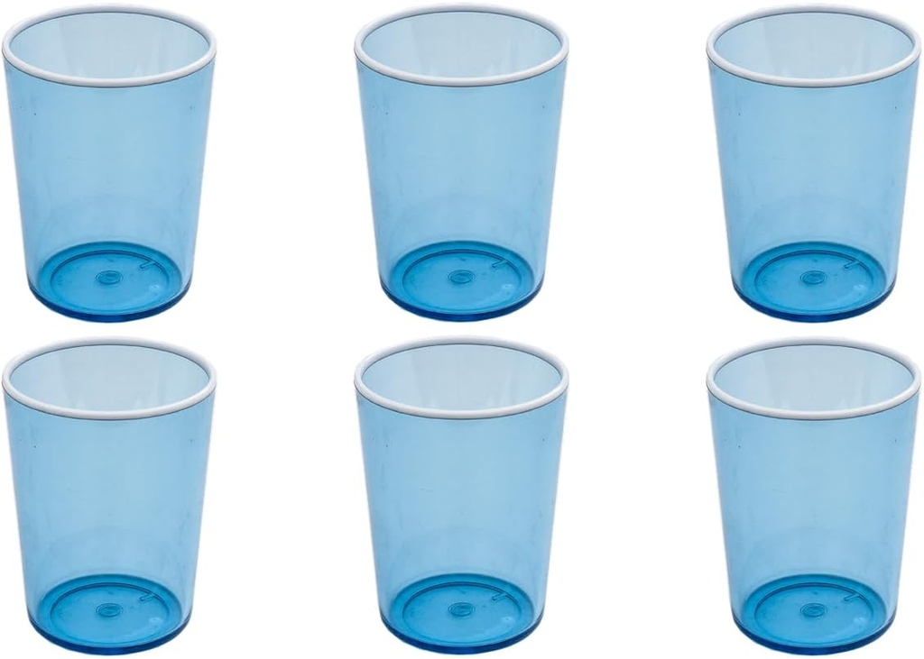 Contrast Blue Premium Acrylic Drinkware Indoor/Outdoor, Double Old Fashioned, Blue, 16.8oz, Set of 6