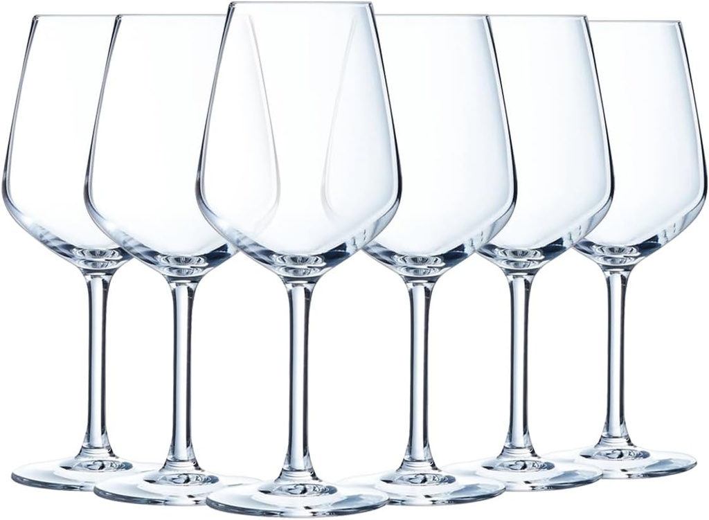 Luminarc - Vinetis Collection - 6 stemmed Glasses 50 cl - Modern and Elegant Design - Made in France - Reinforced Packaging