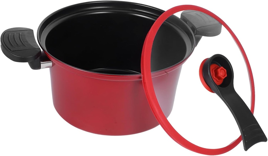 ABOOFAN Low Pressure Cooker Red Nonstick Multi Stew Pot with Lid for Stove and Induction Cooktop Household Kitchen Gadget for Slow Cooking and Stewing