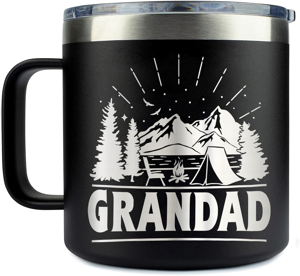 Grandad Camping Tumbler 14 Oz Coffee Mug - Grandad Tumbler - Grandad Camping Gifts - Fathers Day Gift - Grandad Mug - Birthday Gift Ideas For Grandad - Gifts For Campers Outdoors