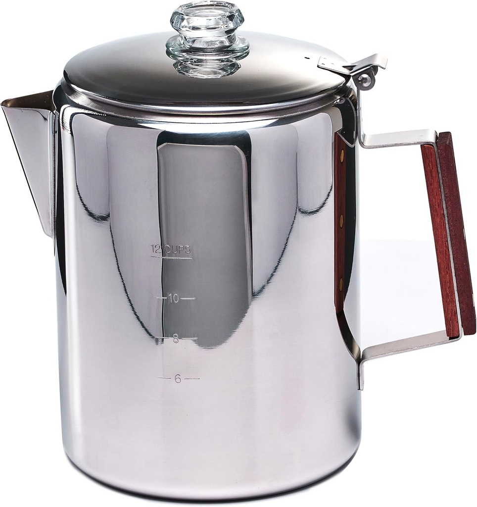 Camping-Fire Coffee Percolator Stovetop Pot- Stainless Steel Stove top Coffee Pot, Unleash Flavor in the Great Outdoors (12 Cups)