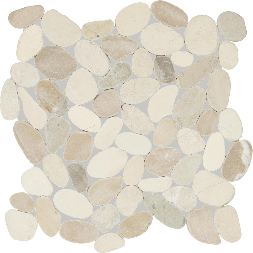 Daltile Pebble Oasis Natural Stone Flat Pebble Mosaic in Tumbled Seashell (11 PC per Carton) (10.78 SQFT per Carton)