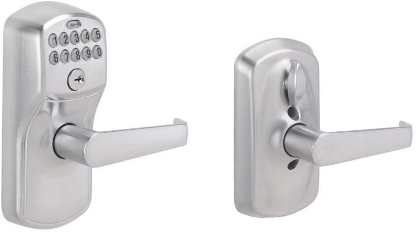 SCHLAGE Touch Plymouth Satin Chrome Light Commercial Deadbolt Handleset with Elan Passage Lever