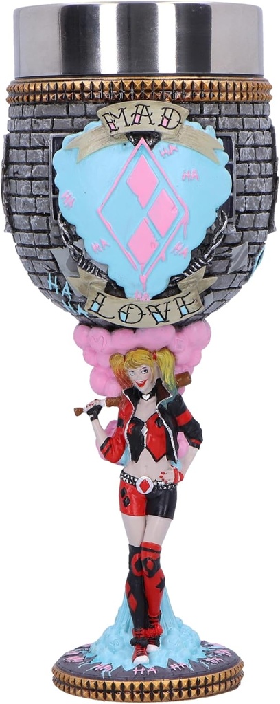 Nemesis Now Harley Quinn Goblet, Resin, Officially Licensed DC Merchandise, DC Batman Harley Quinn Goblet, DC Home Decor, Stainless Steel Insert, Cast in The Finest Resin, Expertly Hand-Painted