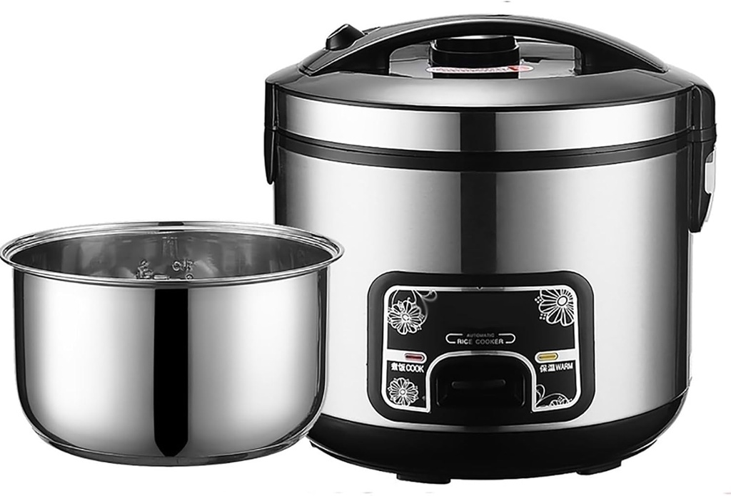 Rice Cooker (2-5L) 201 Stainless Steel Inner Pot, Intelligent Insulation, Make Rice & Steam Food & Vegetables, 220-240V UK/EU Power(3L)