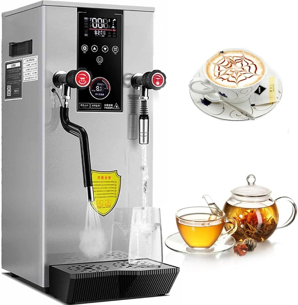 Commercial Milk Frother - 12L Automatic Electric Steam Milk Foam Maker with LCD Display - Ideal for Espresso, Coffee Shops, Tea, Desserts, Hotels - Grey